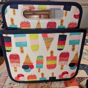 Blue Tote Bag with Colorful Ice Cream Design